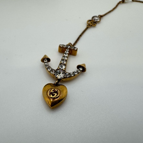 Gucci Aged Single Drop Earring with Anchor and Heart Charm - Picture 5 of 11
